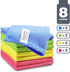 Turkish Microfiber Cleaning Cloth of 4 Colors | 20% Polyamide for Elevated Liquid Suction | Must Have Drying Supply for Kitchen and Home Accessories | Rags with Reinforced Edges, Pack of 8