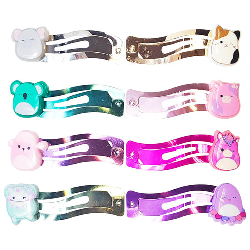 Kids Hair Clips for Girls, 8 Pack Multi Color Snap Clips for Ages 3+
