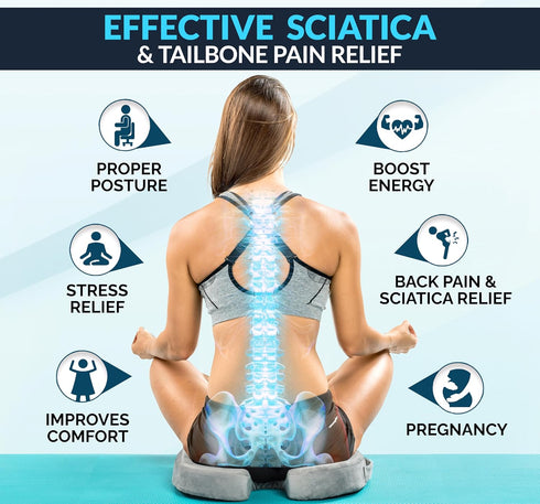 Tailbone ComfiLife Gel Enhanced Seat Cushion Office Chair Cushion Non-Slip Gel & Memory Foam Coccyx Cushion for Pain