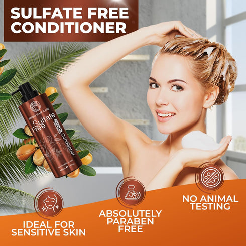 Moroccan Argan Oil Conditioner - Sulfate Free, Anti Frizz Hydrating Treatment for Color Treated, Curly, Frizzy Hair
