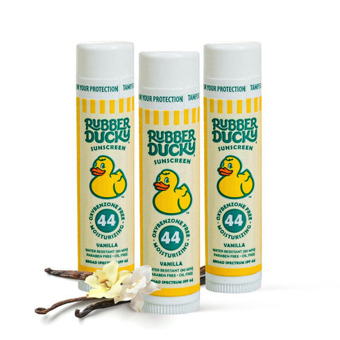 Rubber Ducky Lip Sunscreen SPF 44, Kids Vegan Lip Balm with Vitamin E, UV Protection, Water Resistant, Untinted Vanilla