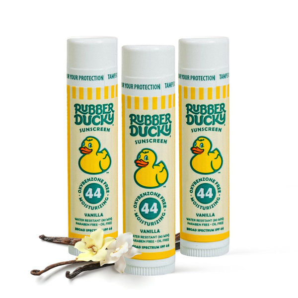Rubber Ducky Lip Sunscreen SPF 44, Kids Vegan Lip Balm with Vitamin E, UV Protection, Water Resistant, Untinted Vanilla
