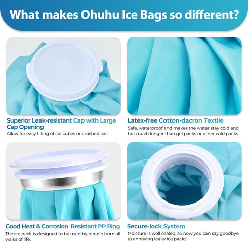Ohuhu Ice Pack for Injuries - 3 Packs Reusable Ice Cold Packs with 2 Wrap Ice Bag for Hot & Cold Therapy Pain Relief
