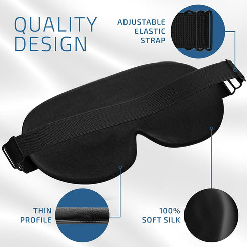 Jersey Slumber 100% Silk Sleep Mask | Super Soft Eye Mask with Adjustable Strap | Best Sleeping Aid, Blocks Light