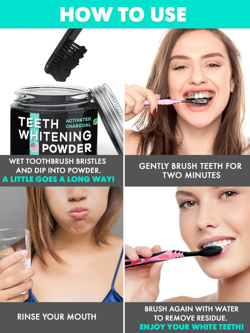 Teeth Whitening Powder, 5 in 1 Remineralizing Tooth Powder for Whitening, Charcoal Toothpaste Alternative