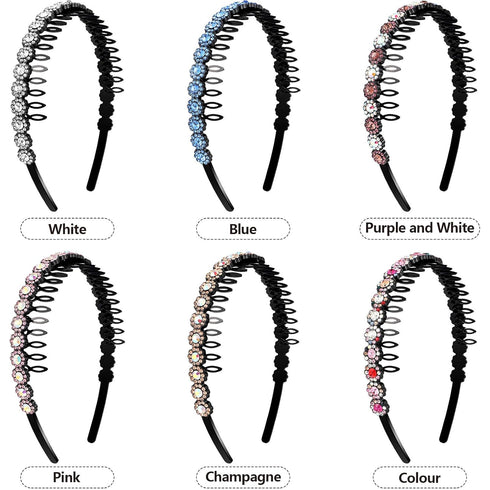Hoteam 6 Pcs Headband with Teeth, Non-Slip Beaded Hair Band for Women and Girls, Chic Flower Style