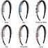 Hoteam 6 Pcs Headband with Teeth, Non-Slip Beaded Hair Band for Women and Girls, Chic Flower Style