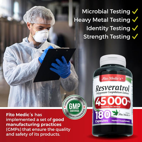 Lab Resveratrol - 180 Capsules | 45000 mg | Organic Resveratrol Supplement with Ultra High Absorption