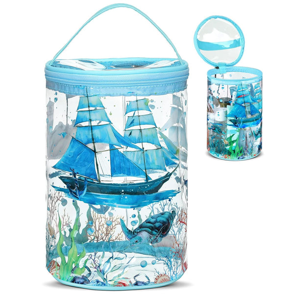Sanwuta Clear Lotion Toiletry Bag | Travel Makeup Case Waterproof PVC Cosmetic Bag with Handle Zipper, Portable