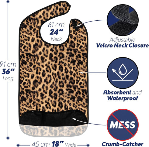 Reusable Adult Bibs with Crumb Catcher Pocket for Men and Women - Perfect for Mealtime
