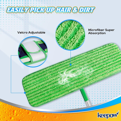 KEEPOW XL Wet Pads Refills for Swiffer XL - Reusable Microfiber Mop Pads for Hardwood Floor (4 Pack)