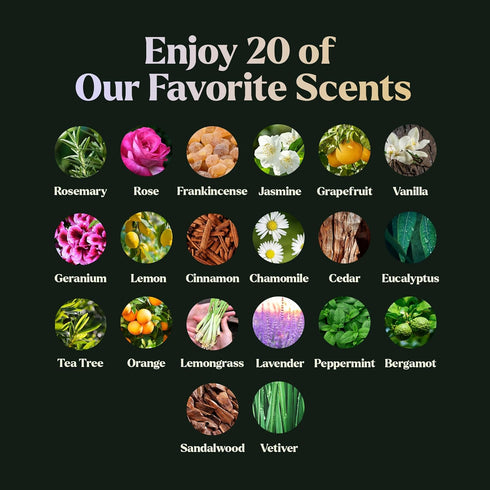 Lagunamoon Essential Oils Set - Top 20 Gift Set Oils for Diffusers, Aromatherapy, Candle Making Scents (10mL)