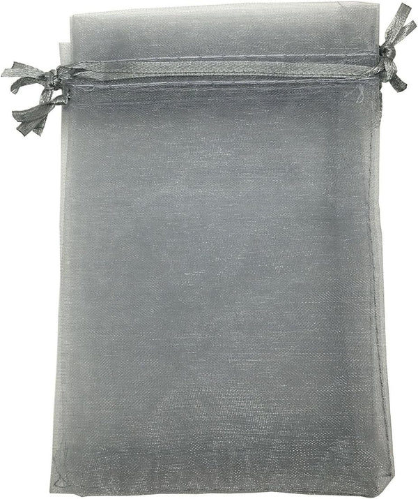 50pcs Extra Large Organza Drawstring Bags - 12x16 inch Sheer Favor Bags (Grey)