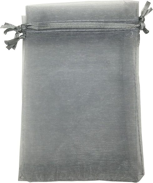 100PCS 6x9 Inches Organza Drawstring Pouches for Jewelry Party Wedding Favor Gift Bags, Gray