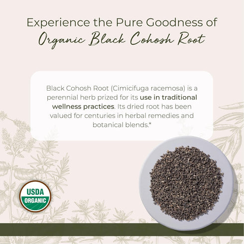 Starwest Botanicals Organic Black Cohosh Root, 4 oz Pouch, Dried Loose Herb for Tea