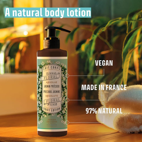 Panier des Sens Jasmine Hand & Body Lotion for Dry Skin, Hydrating Body Cream with Shea Butter & Olive Oil, 8.45 Floz