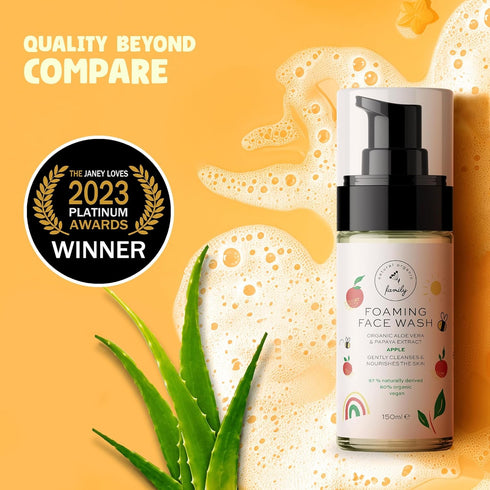 Kids Organic Foaming Face Wash, Natural Skincare for Teen Girls, Hydrating & Exfoliating Soap