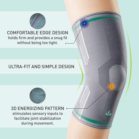 OPPO 2321 Knee Compression Sleeve for Men and Women - Knee Brace for Tennis/Running/Hiking/Workout/Meniscus Tear/ACL/Arthritis/Joint Pain Relief (Gray, Medium, Pack of 1)