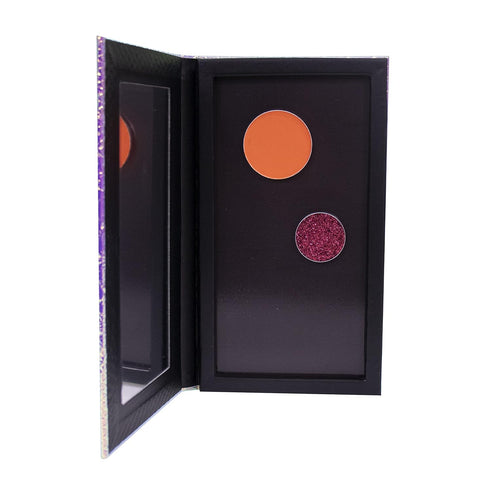 Leopard Empty Makeup Magnetic Palette Set, 2pcs with Spatula and Metal Stickers, 18 Colors