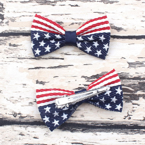 Independence Day Hair Clips, 2Pcs American Flag Hair Bow Clips for Baby Girls, 4th of July Accessories