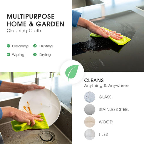 Premium Swedish Dishcloths (10 x Green) - Eco-Friendly, Reusable, Absorbent, Multi-Surface, Original Made in Sweden