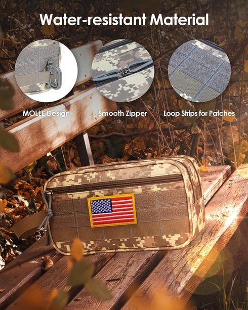 TACTICISM Toiletry Bag for Men, Dry Wet Separate Travel Bag, Tactical Molle Dopp Kit, Water-Resistant
