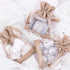 WRAPAHOLIC 20 pcs Burlap Drawstring Gift Bag - 4x5.5 inch Tan with One Side Organza Wedding Party Favor Bags