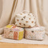 Large Quilted Makeup Bag for Women and Girls, Cute Floral Cotton Cosmetic Bag, Aesthetic Toiletry Bag (01Pink Bows)