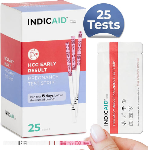 Strips,25 Count, 510K (10mIU/mL) 6 99% 3 INDICAID Early Detection Pregnancy Test Cleared High Sensitivity to Test Days