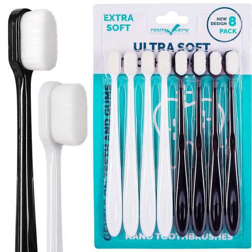 Lingito Extra Soft Toothbrush, 8 Pack, Manual, Nano Bristles for Deep Cleaning Sensitive Gums, Adults