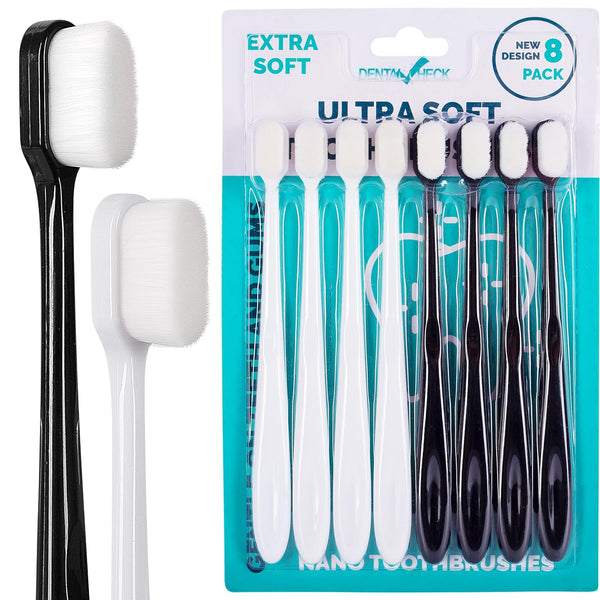 Lingito Extra Soft Toothbrush, 8 Pack, Manual, Nano Bristles for Deep Cleaning Sensitive Gums, Adults