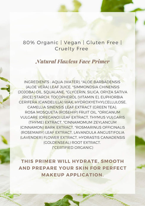 Mom's Secret Natural Flawless Face Makeup Primer, Organic, Vegan, Gluten Free, 1oz, Made in the USA