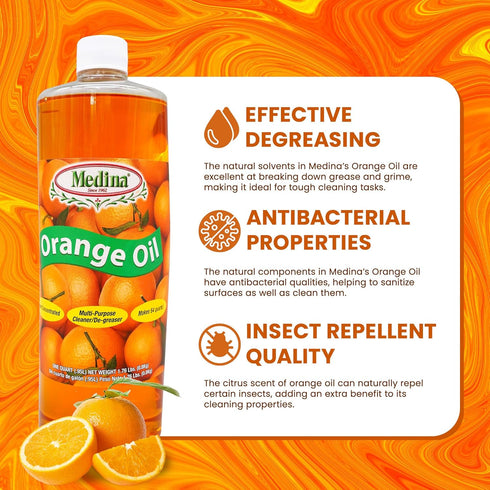 Medina Orange Oil Cleaner & Degreaser Concentrate, All Purpose Cleaner for Home, Outdoor, Automotive Use, 32oz