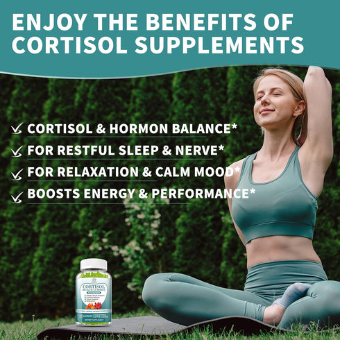 Herbance Gummies 30 Cortisol Supplements for Women, Cortisol Reducer w.Ashwagandha Rhodiola Rosea Magnesium L-Theanine