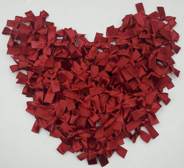 Tianying 100pcs Mini Satin Ribbon Bows, 1.5" x 1.4" Fabric Solid Hair Clip Supply for DIY