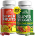 COUNTRY FARMS Fruits and Vegetables Supplement - 180 Fruit & 180 Veggie Capsules, 60 Servings