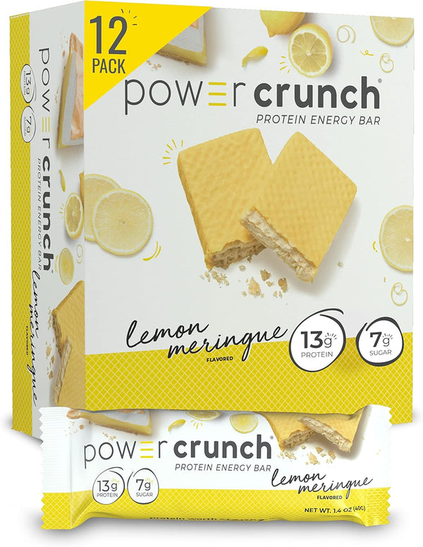 Power Crunch Protein Wafer Bars, High Protein Snacks, Lemon Meringue, 1.4 Ounce (12 Count)
