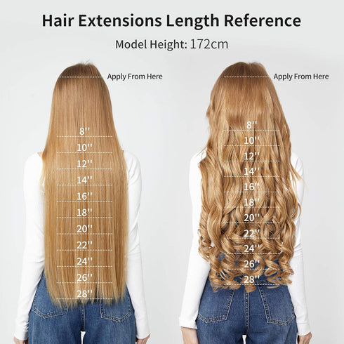 REECHO 14" 1-Pack 3/4 Full Head Wavy Clips in Synthetic Hair Extensions HE008 for Women