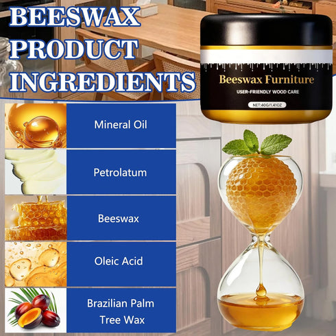 Iaolose 2PCS Multipurpose Beeswax Furniture Polish and Cleaner, Beeswax Gleam, Furniture Wax, All-Natural Wood
