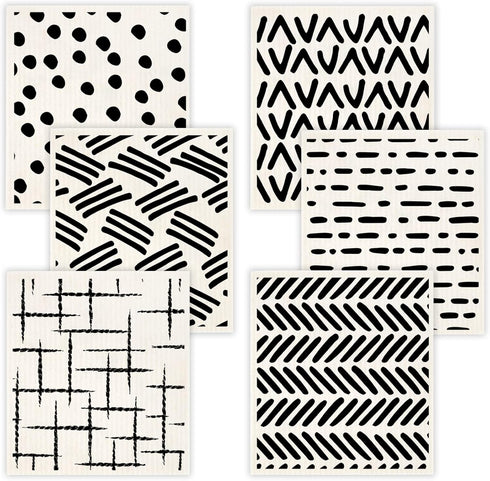 Morigins Swedish Dishcloths for Kitchen,6 Pack Black Minimalist Swedish Dish Towels,Cellulose Sponge