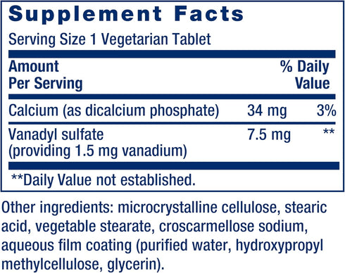 Life Extension Vanadyl Sulfate | 100 Tablets | Gluten-Free, Non-GMO, Vegetarian | Healthy Glycemic Balance, Metabolism,