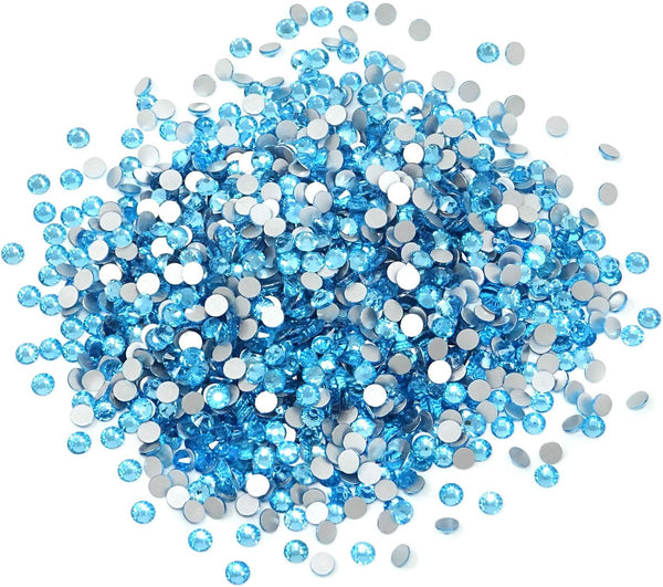 Honbay 1440PCS 5mm ss20 Light Blue Sparkly Round Flatback Rhinestones Crystals, Non-Self-Adhesive