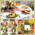 Tiangrid 48 9 Inch 6 Pcs Green and Brown Paper Plates Gradient Woodland Scalloped Paper Plates Disposable Dinner