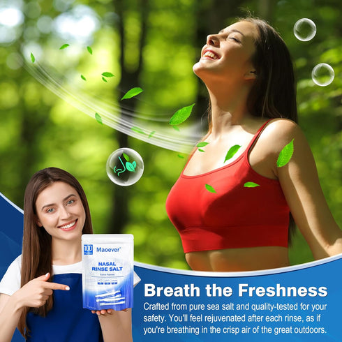 Packets 100 Packets Neti Pot Salt - Individually Wrapped Saline for Nasal Wash | Neti Pot Refill Kit| Effective Nasal