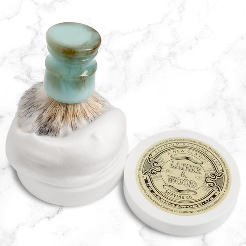Lather & Wood Shaving Soap - Sandalwood, Luxury Shaving Cream, Dense Lather, 4.6 oz