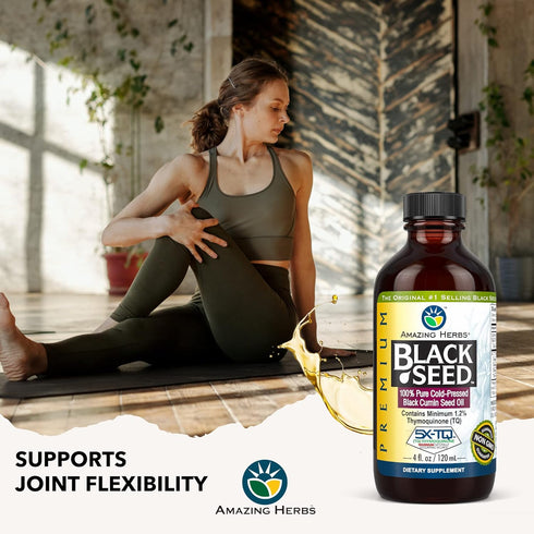 Amazing Herbs Premium Black Seed Oil - 4 Fl Oz, Gluten Free, Non-GMO for Digestive Health and Immune Support