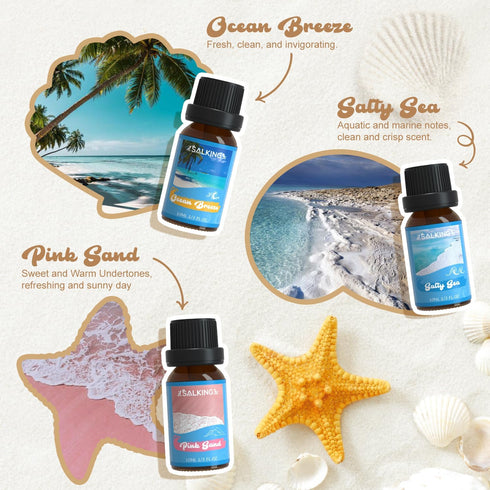 SALKING Surf & Sand Fragrance Oils - Premium Essential Oil for Diffuser, Scented Oil Gift Set for Soap Candle Making
