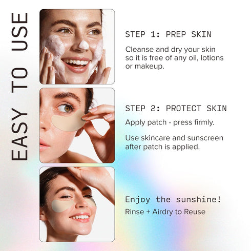 Reusable Forehead and Neck Sunblock Patches - 100% Silicone UV Protection Stickers with UPF 50 (Nude)