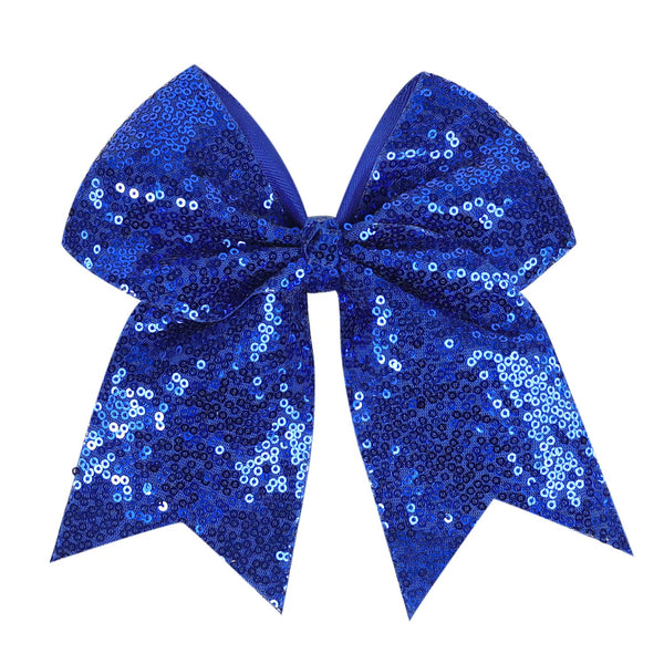Jumbo Glitter Cheer Bow Clip, 7 Inch Large Sequin Hair Bow with Tails for Girls Teen Softball Cheerleader Outfit