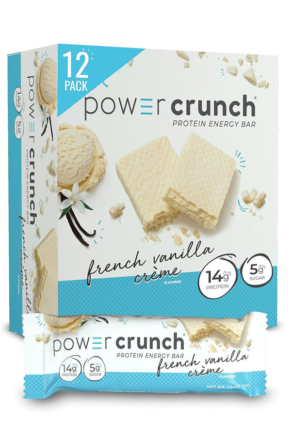 Power Crunch Protein Wafer Bars: High Protein Snacks with Delicious Taste, French Vanilla Creme, 1.4 Ounce (12 Count)